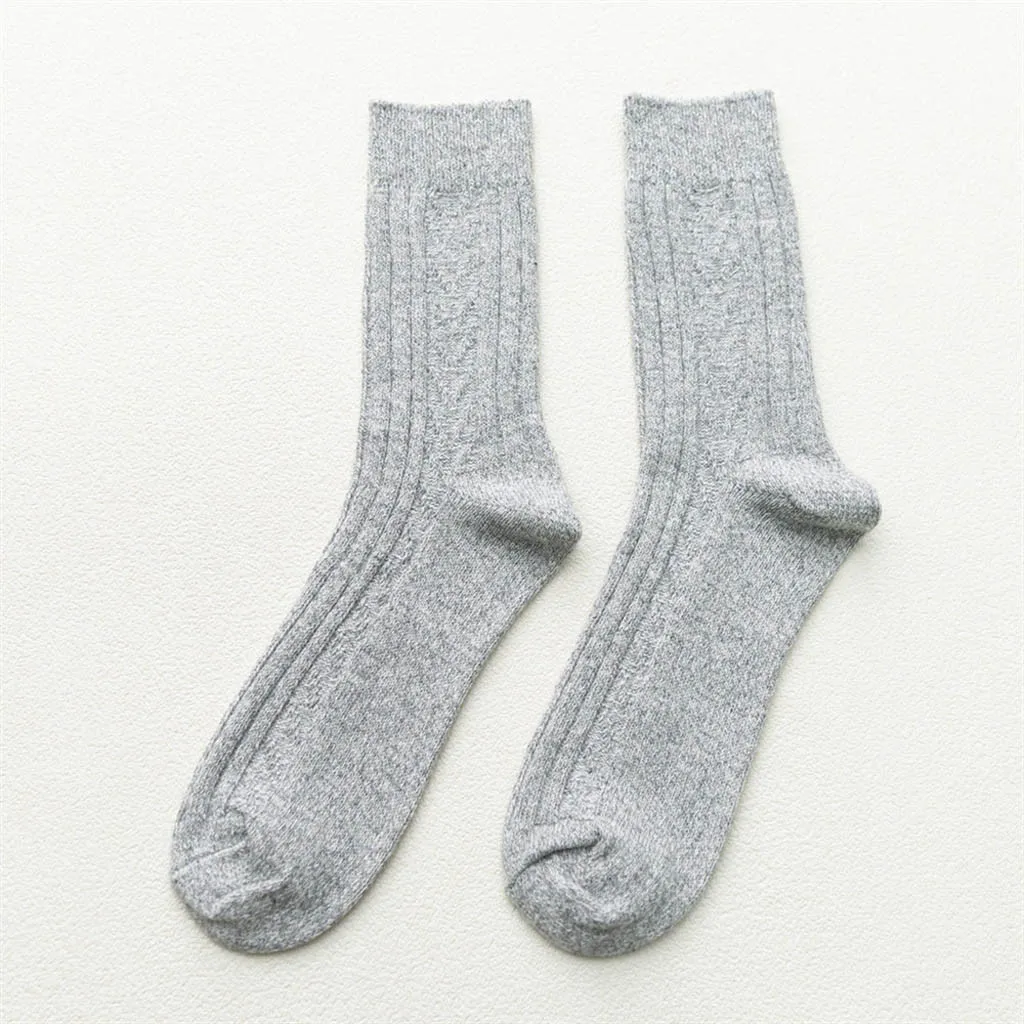 5 пар, одноцветные женские толстые шерстяные вязаные носки, высокое качество, Осень-зима, ребристый Топ, рисовые, повседневные, цветные, мягкие женские носки