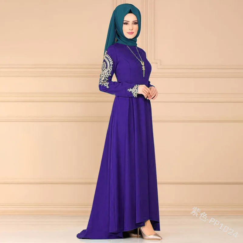 Элегантное мусульманское платье с принтом вечернее платье абайя Vestidos кардиган-кимоно длинные халаты Jubah Ближний Восток Eid Рамадан исламский - Цвет: purple