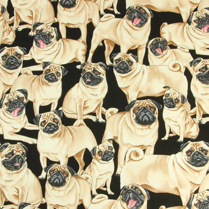 45X110 см Корейская импортная черная хлопковая ткань с принтом животных и собак для мальчика, домашняя сумка, чехол для подушки, Sewing-BK703