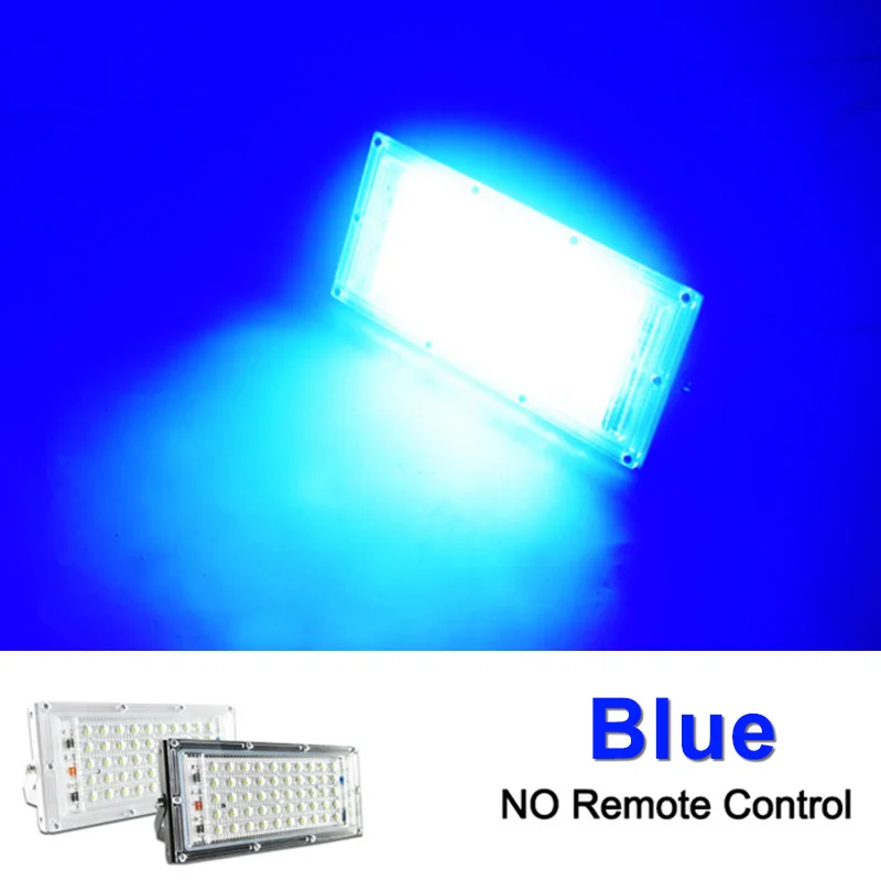 = K) = Светодиодный прожектор светильник RGB светодиодные лампы 220V 240V заливающее светильник прожектор с разноцветными огнями 50 Вт пульт дистанционного управления Точечный светильник IP65 Водонепроницаемый отражатель светильник - Испускаемый цвет: Blue