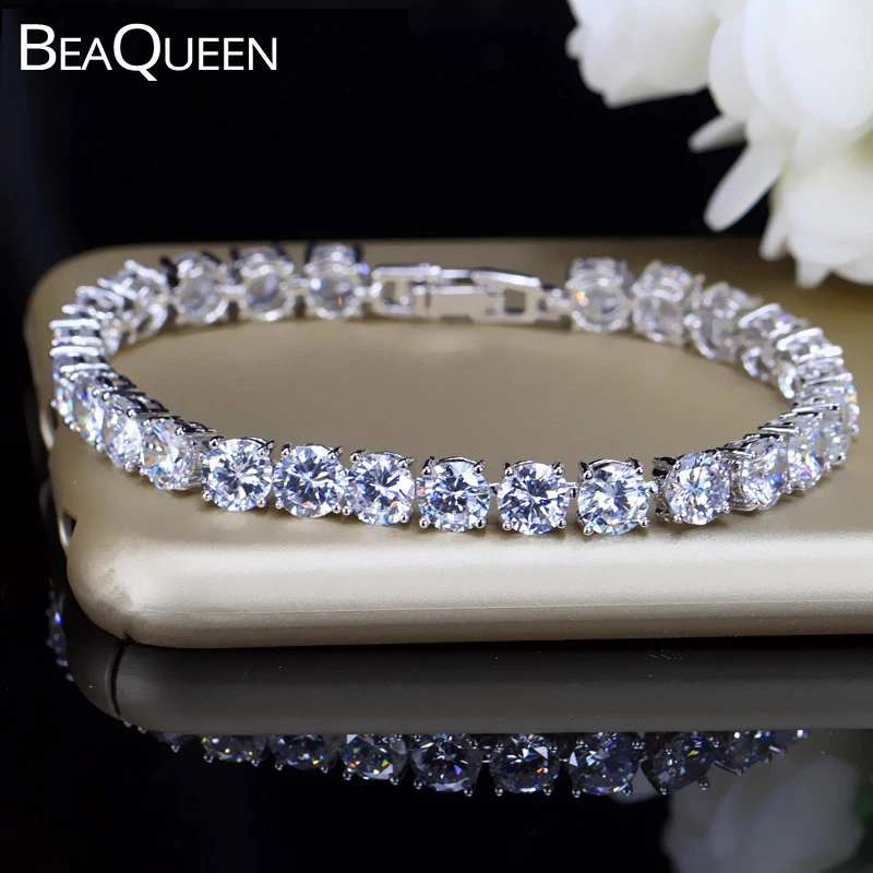 Женский теннисный браслет BeaQueen роскошное ювелирное изделие с кубическим
