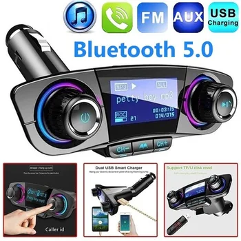 

Bluetooth Car Kit Wireless Car MP3 Player FM Transmitter Handsfree Audio Receive with Power ON OFF Dual USB FM Modulator BT06