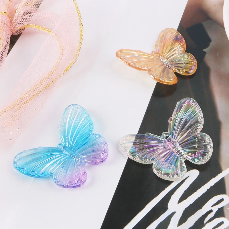 

10 Bigger Acrylic Butterfly Charm Pendant Jewelry Supplies Findings Decoden 3.3*4.2cm Fairy Iridescent Large Butterfly Charm K2