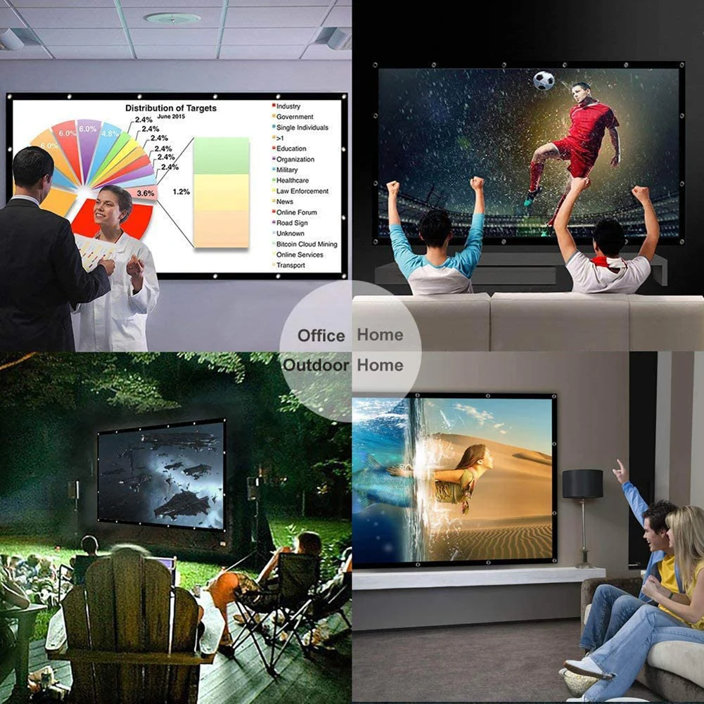 150 Inch 4:3 HD Foldable Anti-crease Portable Projector Movie Screen Used For Home Theater Outdoor And Indoor Projection Screen 3