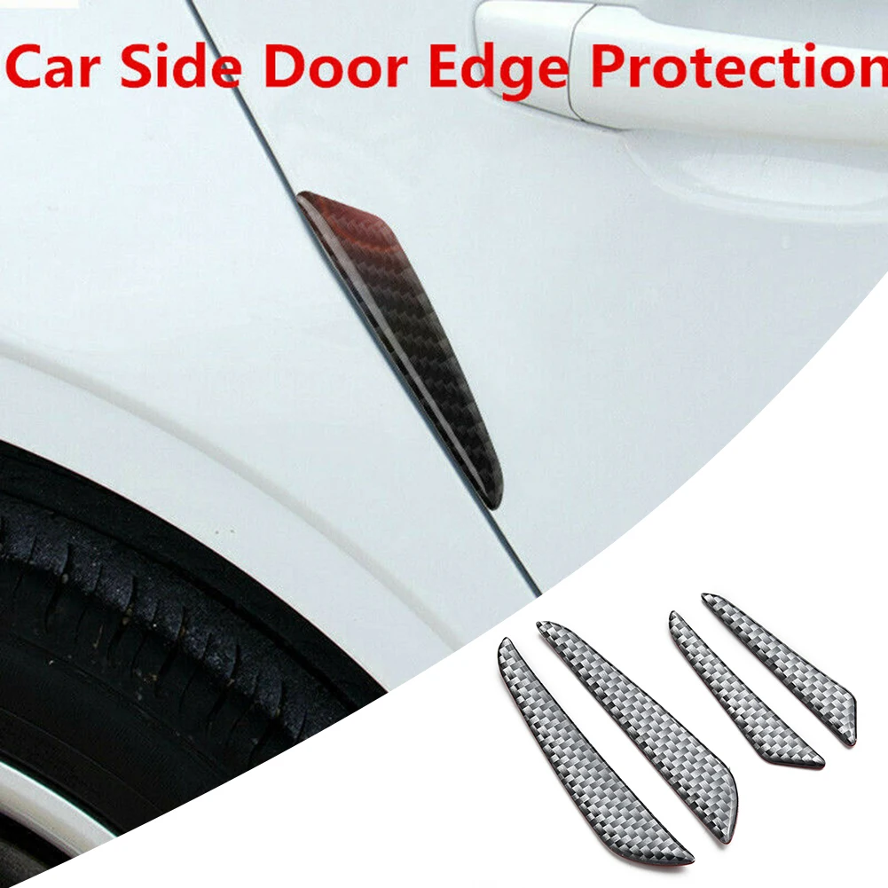 

Side Anti-collision Strips Guard Protection Car Trim Sticker Exterior Cover Accessory 4pcs Carbon Fiber Useful