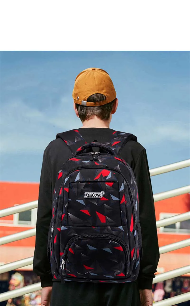 Geometric patterns Waterproof School Bags Girls Boys Children Backpack Kids Book Bag Mochila Escolar Schoolbag