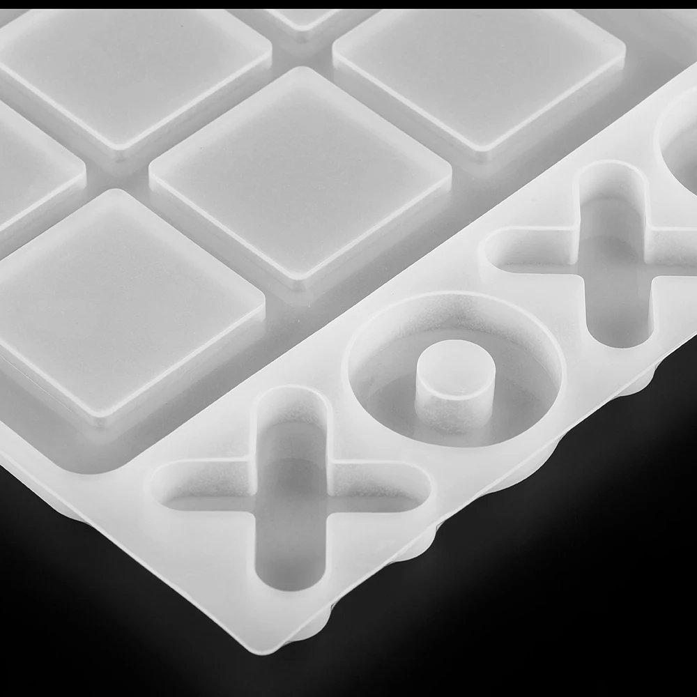Compact Tic Tac Toe Silicone Casting Mold for DIY Resin Crafts and Jewelry Making