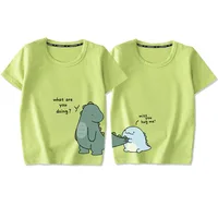 2022 Mother Kids Family Matching Outfit T-Shirts Clothes 100% Cotton Short Sleeve Dinosaurs Cartoon Parent Girls Boys Clothing 1