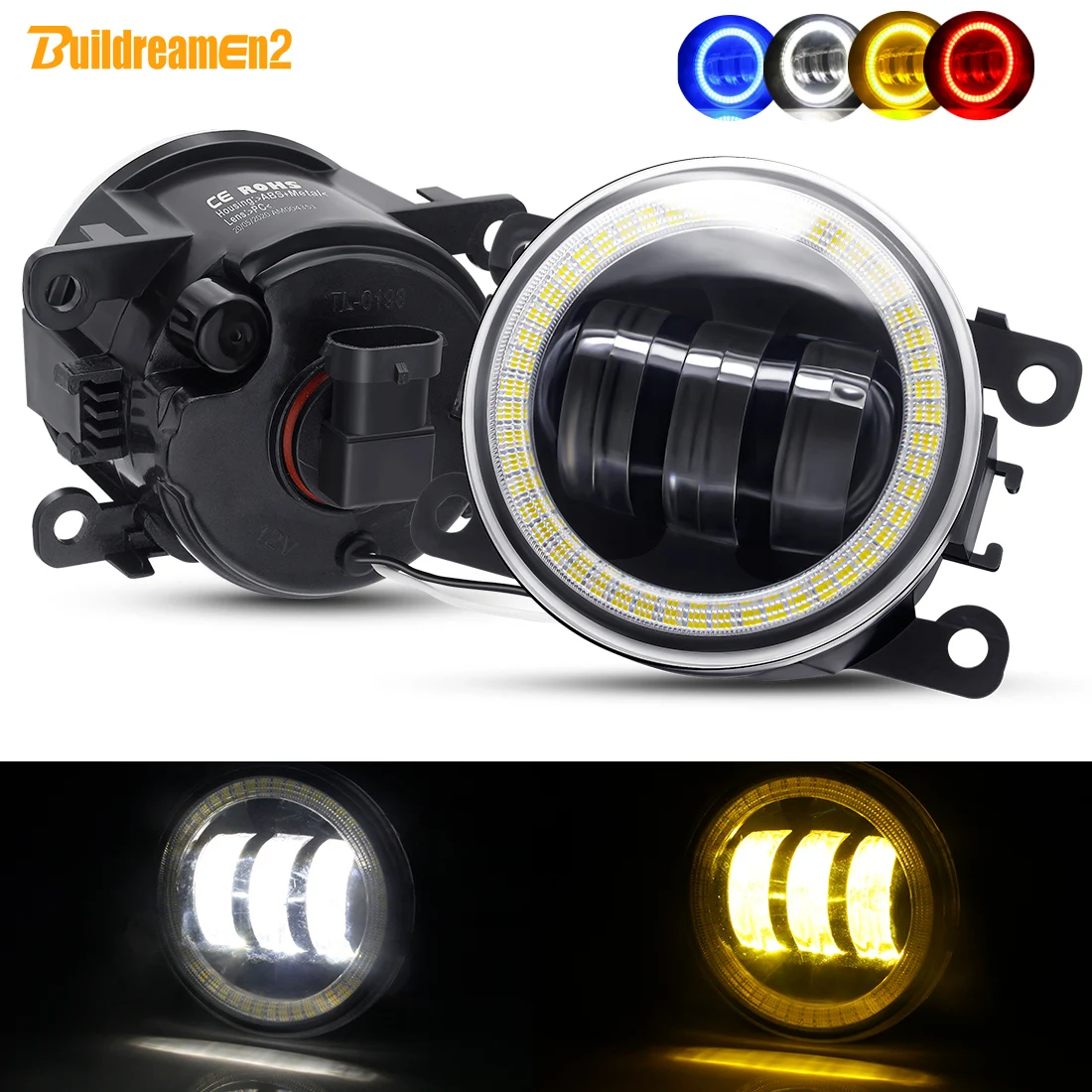 Car Angel Eye Fog Light LED Lens Fog Driving Lamp DRL 30W 2X For Renault Duster Clio Trafic Megane Scenic Kadja Twingo Sandero