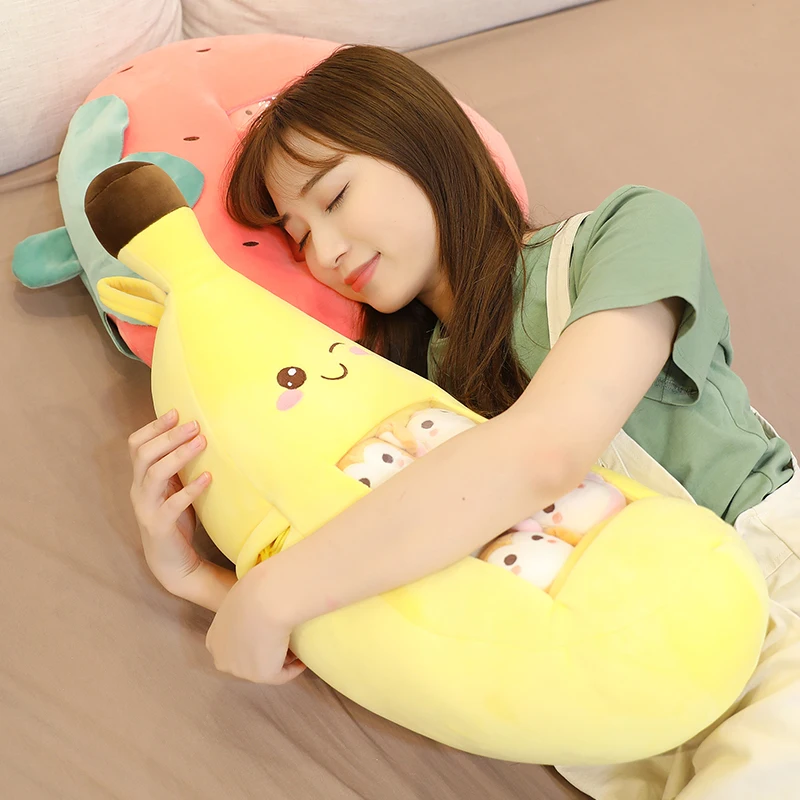 60cm Cute Plush Avocado Toy Cartoon Strawberry Stuffed Carrot Banana Pillow Fruit Kids Toy Kawaii Birthday Gifts