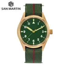^#Cheap San Martin Pilot Military Watch Bronze Men Wristwatch Nylon Elastic Strap Sapphire Water Resistant 200M Luminous ???? ??????? ^#Cheap San Martin Pilot Military Watch Bronze Men Wristwatch Nylon Elastic Strap Sapphire Water Resistant 200M Luminous ???? ???????