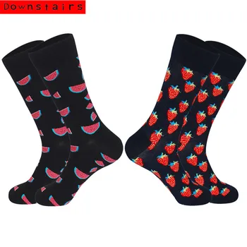

Downstairs Socks for Men 2Pairs Lot 2019 New Arrived Casual Street Style Custom Hip Hop Designer Happy Moda Masculina