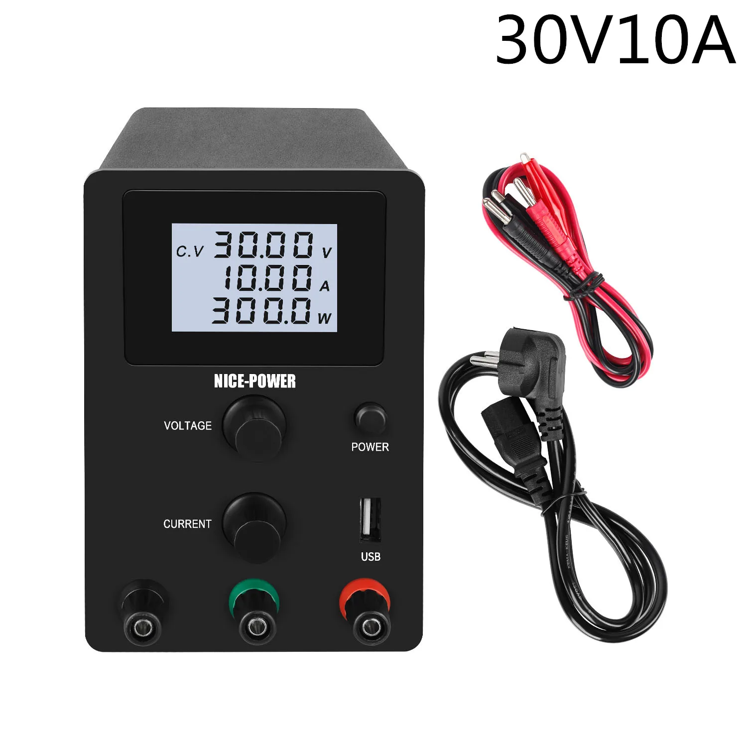 30V10A black Новые 30V 10A DC Питание Регулируемый ЖК-дисплей экран 4 цифры по ценам от производителя Дисплей мини лаборатория Питание Напряжение регулятор с USB - Цвет: 30V10A black