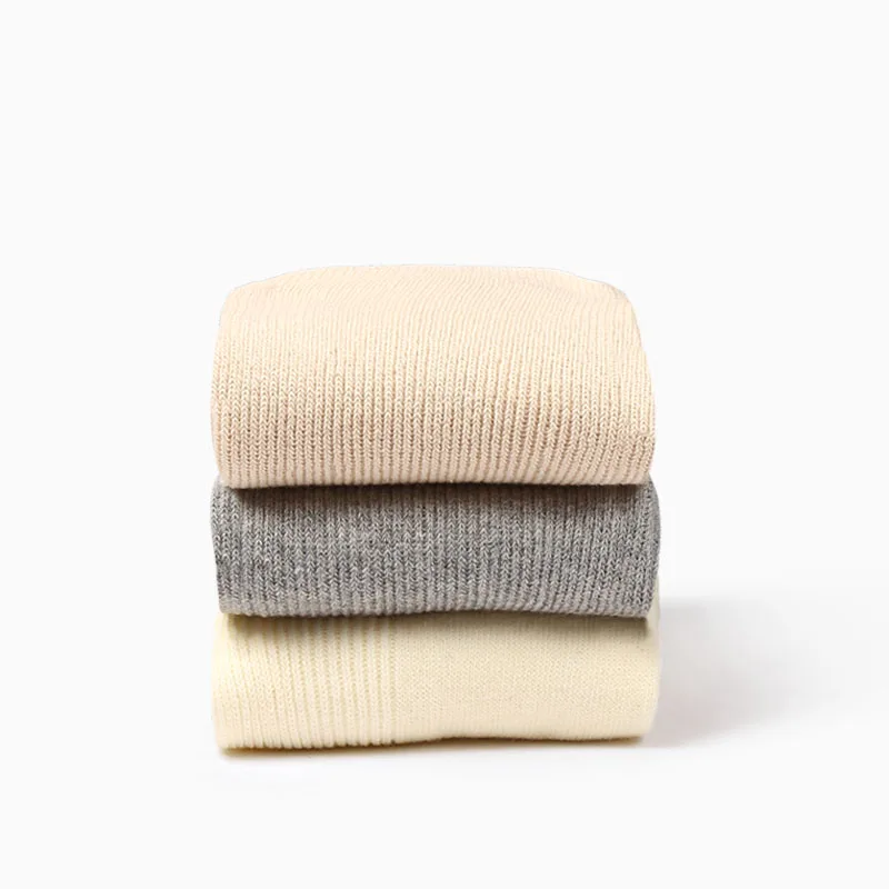 CHAOZHU  Japanese Korea High School Girls High Socks Loose Solid Colors Double Needles Knitting Cotton Long Socks Women
