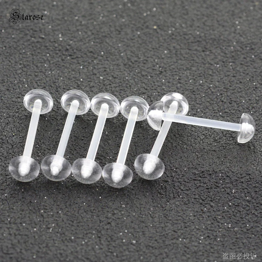 Clear Half Balls Starose, 5 шт./лот, 1,6x16 мм, мягкий акриловый полупрозрачный шарик, пирсинг языка, кольца для пирсинга языка, пирсинг сосков, пирсинг, ювелирные изделия - Окраска металла: Clear Half Balls