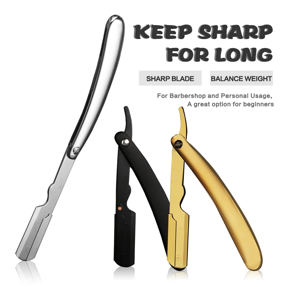 Barber Shaving Razor Blade Holder Straight Razor Stainless Steel Razor