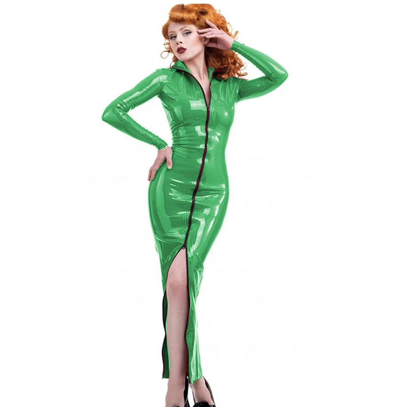 green emerald velvet dress Keyhole cutout sexy latex mini dress with back zipper – Bright&Shiny