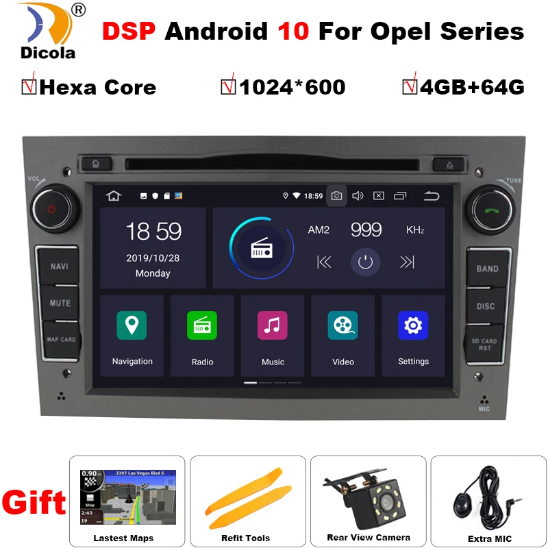 Автомобильный DVD-проигрыватель PX6 DSP Hexa Core Android 10 для Opel Astra H от 2004 Combo и Corsa C 2004-2006 D 7