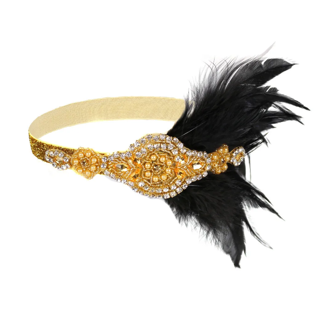 JAYCOSIN повязка для волос Gatsby для модницы, перьевая повязка на голову аксессуары кристалл мода бисером свадебное украшение элегантный ободок для вечеринки#45