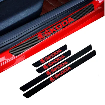 

Car-Styling 4PCS Carbon Fiber Door Sill Carbon Fiber Sticker Decals For skoda octavia fabia rapid yeti superb octavia a 5 a 7