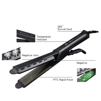 

Negative Ion Aluminum Alloy Flat Iron Hair Straightener Electric Muctifunctional Ceramic Women Steam Hair Straightener Curler