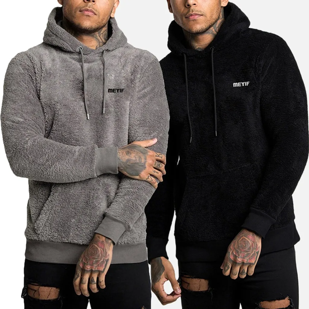 Men Winter Warm Sweatshirt Double-sided Plush Long Sleeve Hoodie Sweatshirt Pullover Tops High Quality Comfy Simple Sweatshirt 1