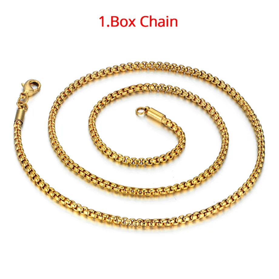 VNOX 18K Gold Plated Stainless Steel Box Chain Necklace for Men Pendant Accessory Chain 2.0mm,18 Inches