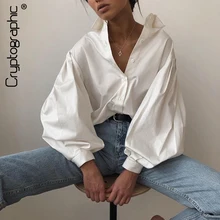^#Cheap Cryptographic White Loose Womens Tops and Blouses Button Puff Sleeve Fashion Sexy Shirts Ladies Blouses Streetwear ^#Cheap Cryptographic White Loose Womens Tops and Blouses Button Puff Sleeve Fashion Sexy Shirts Ladies Blouses Streetwear