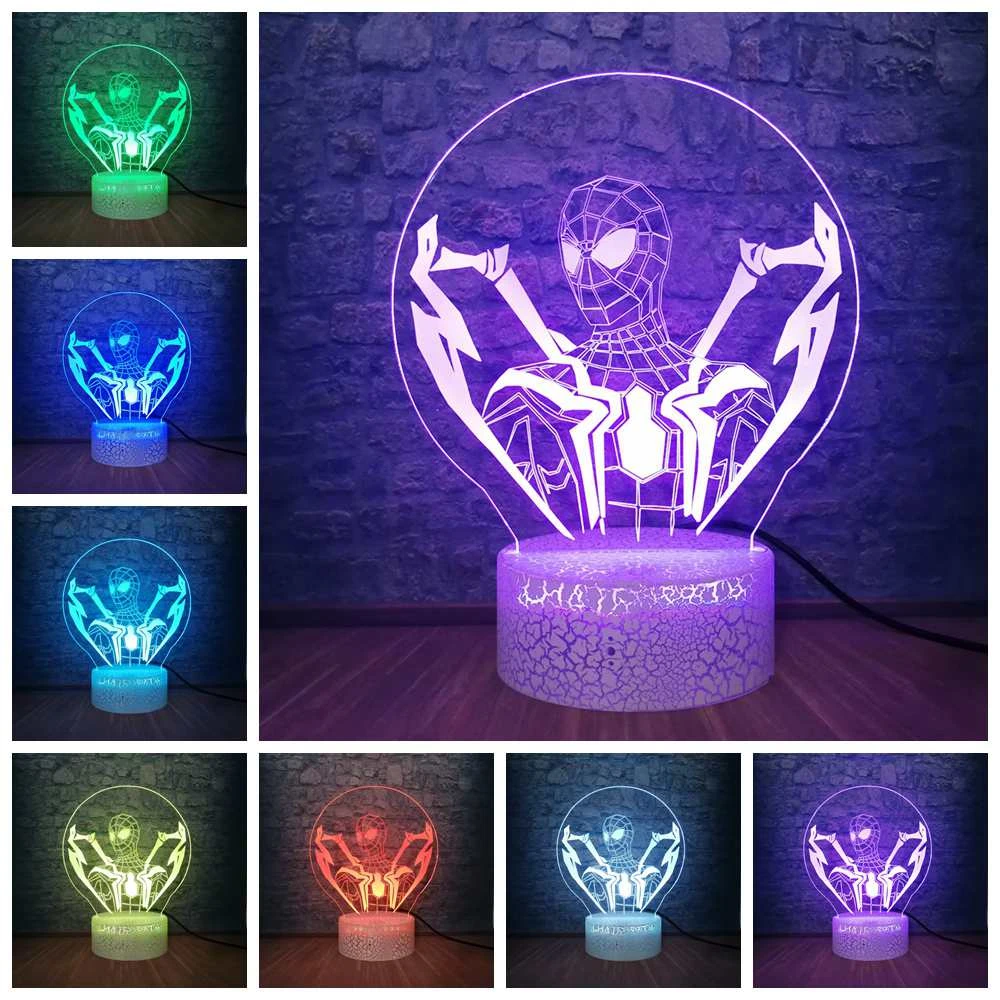 Archeoloog Verbinding verbroken ontspannen Spiderman Cool Superhero Figuur Led Kids Nachtlampje Crack Basis Multicolor  Knipperende Tafellamp Home Decor Creatieve Tiener Lamp Speelgoed|LED Nacht  Verlichting| - AliExpress