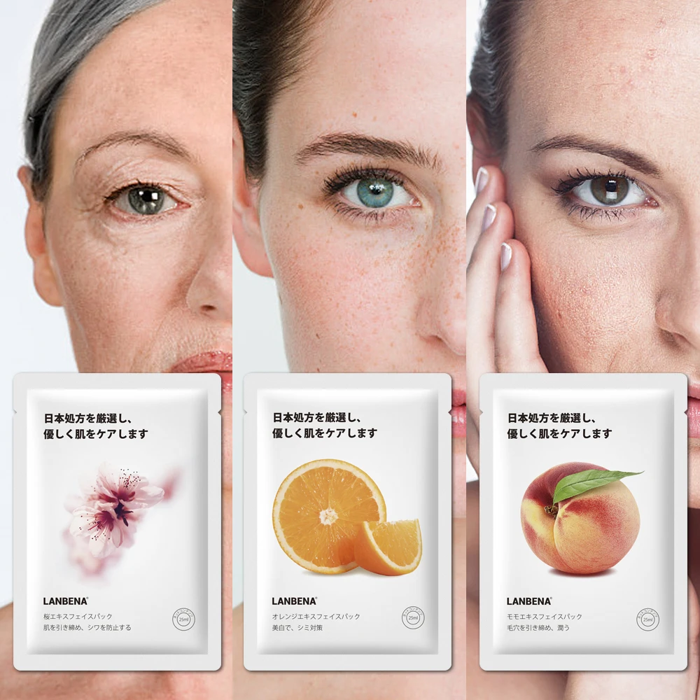 LANBENA маска для лица фруктовая Отбеливающая увлажняющая японская формула водная