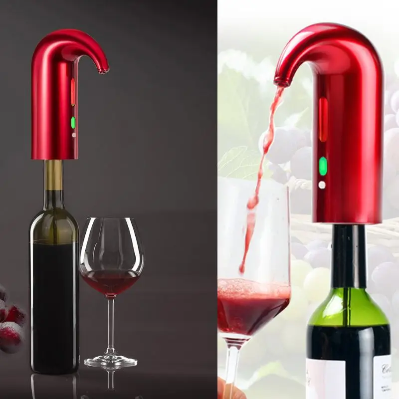 USB Rechargeable Spout Pourer Portable One-Touch electric Wine Aerator Pourer X4YD