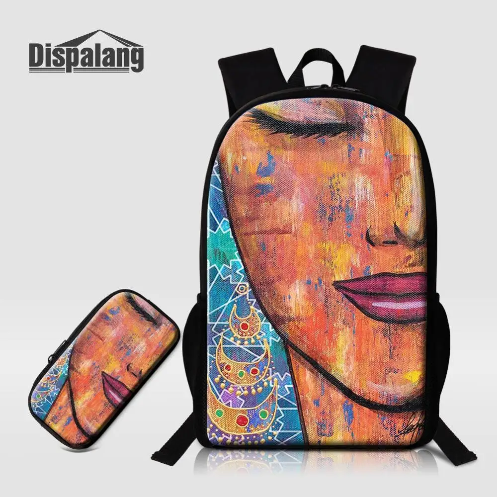 2 PCS Set03 Dispalang на заказ африканская девочка Печать школьный рюкзак с карандашом чехол 2 шт. набор Школьный рюкзак для начальной школы женский рюкзак - Цвет: 2 PCS Set03