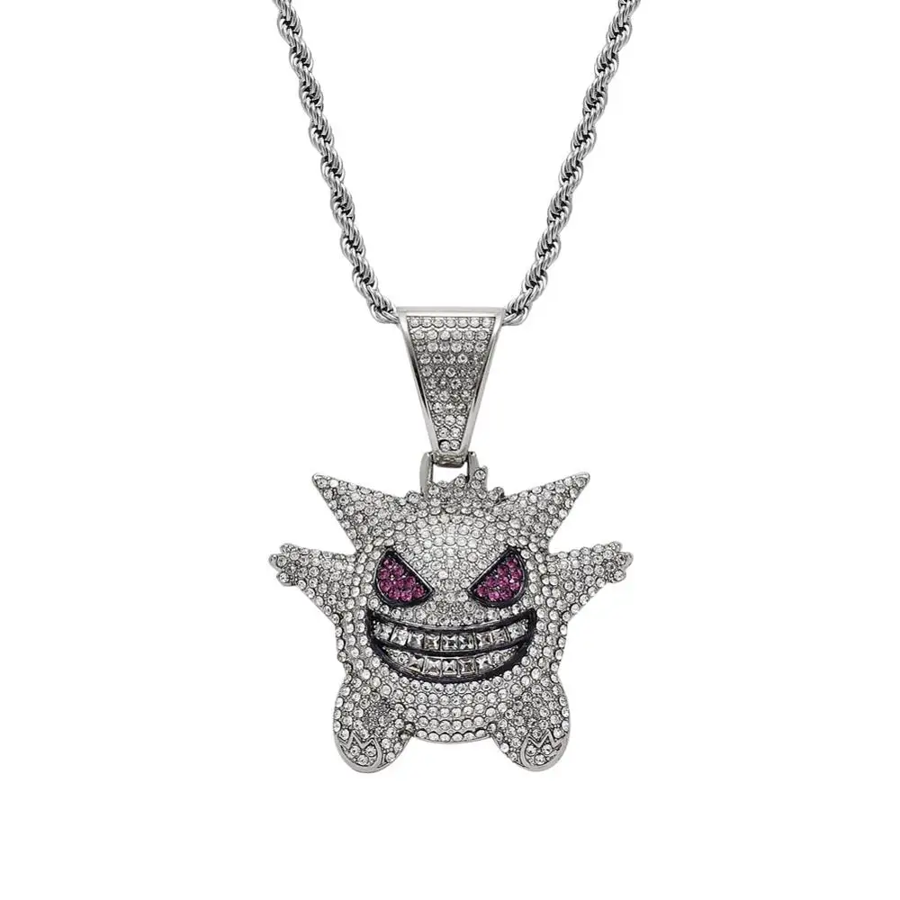 Посеребренный Горячая распродажа мужской хип-хоп Gengar кулон ожерелья Высокое качество модные подвески для хип-хопа ожерелье Модные Ювелирные изделия Подарки - Окраска металла: Посеребренный