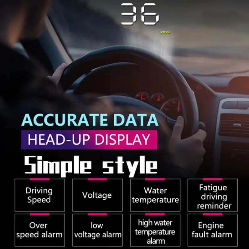 A1000 3,5 дюймов Автомобильный HUD Дисплей Спидометр OBD2 II EUOBD Авто проектор параметры дисплей 6 аварийная система