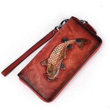 

New Style Retro Wallet Women's Long Zipper Genuine Leather Wallet Casual Clutch Bag Mobile Phone Bag