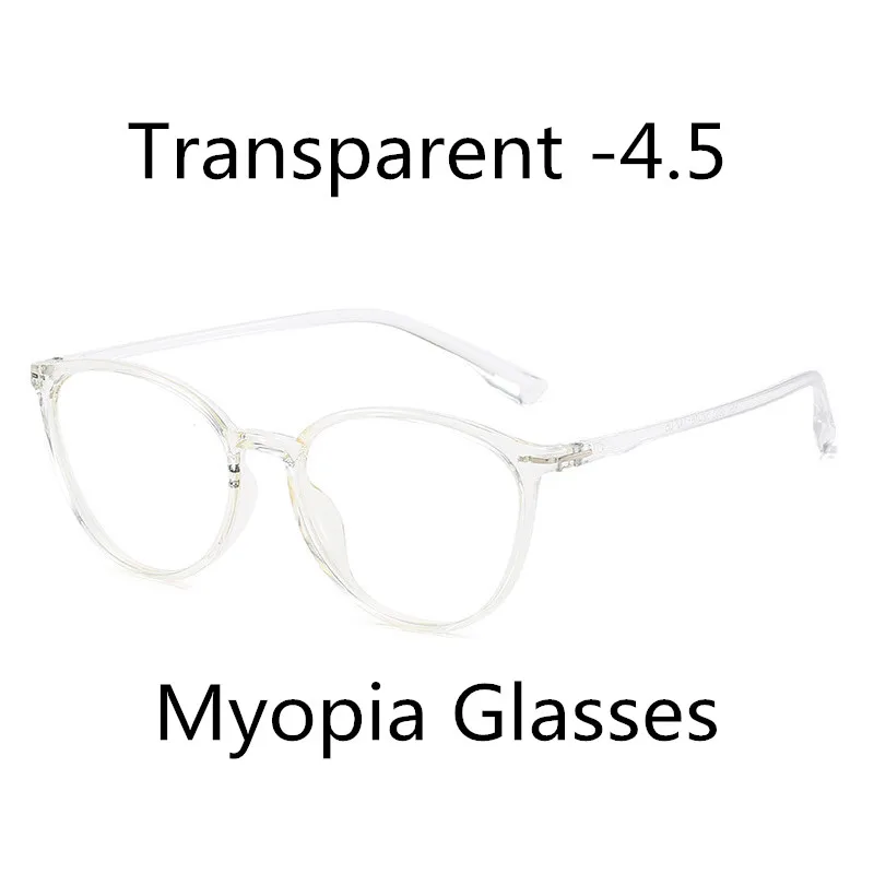 Transparent -4.5 Elbru ультралегкие TR90 очки для близорукости женские ретро очки с полной оправой готовые близорукие очки по рецепту с-0.5to-6,0 - Цвет оправы: Transparent -4.5