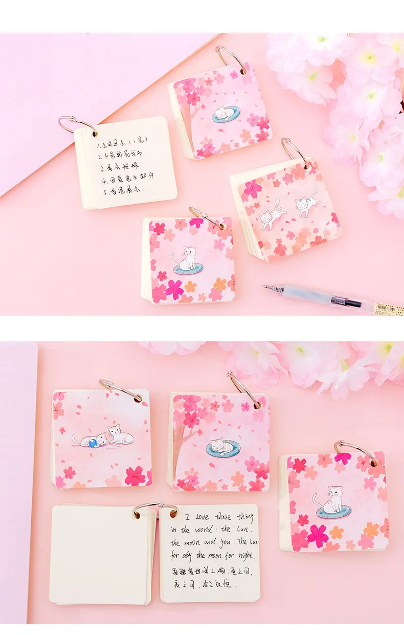 Korean Cute Cat Blank Block Memo Pad Sticky Note Cartoon Flash Study Card Sheet Kawaii Stationery School Office Supplies Notepad