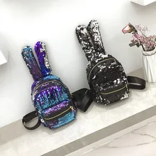 Рюкзак, женский рюкзак с блестками и кроликом, рюкзак с ушками, крутой школьный рюкзак в Корейском стиле для девочек