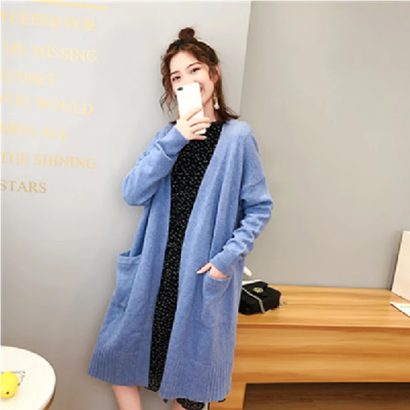 

Winter Sweater Cardigan 2019 Autumn Knitted Ladies Outerwear Loose Long Sleeve Fashion Open Stitch Pockets Street Brand Sweaters