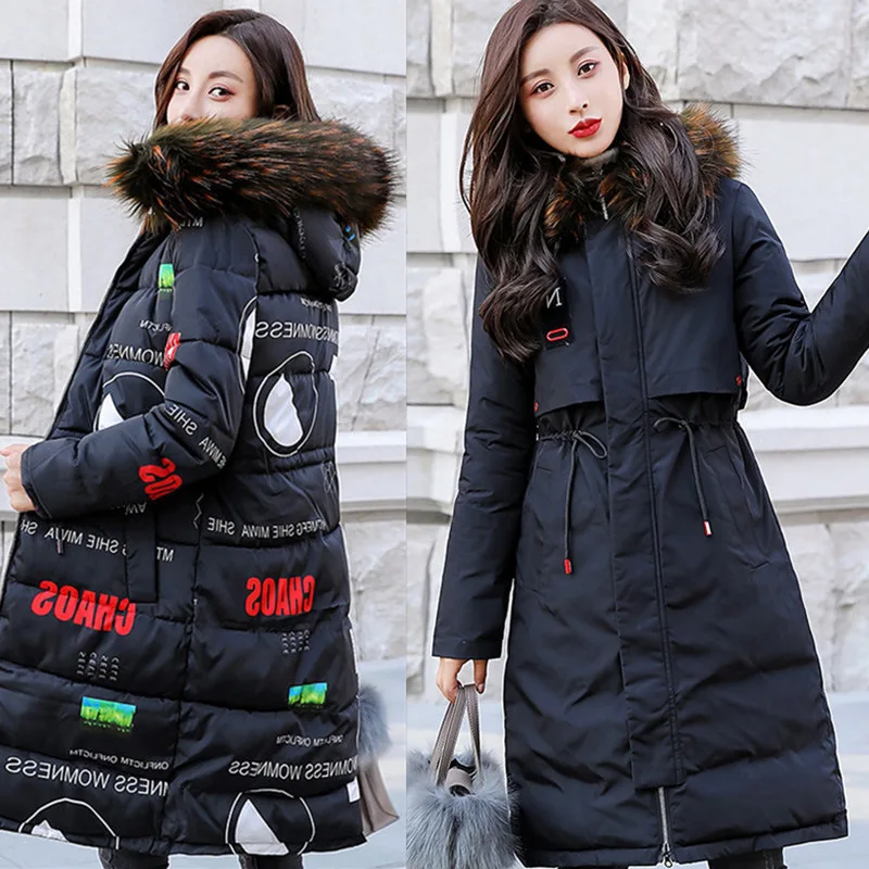 

Autumn And Winter Women's Reversible over-the-Knee Cotton Coat Korean-style Reversible down Jacket Cotton-padded Clothes Cotton-