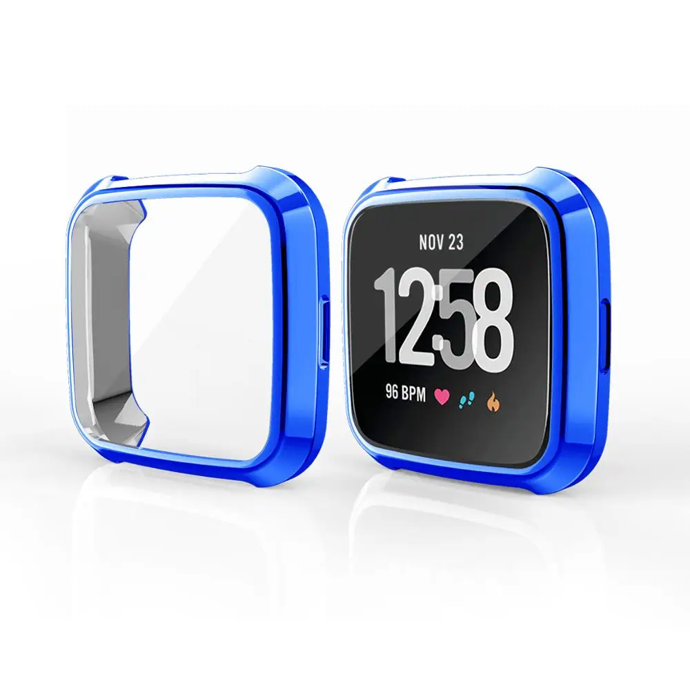 blue Защитная крышка на 360 градусов для Fitbit Versa Lite 2 Band чехол с покрытием для FitBit Versa/Versa2 аксессуары защитный чехол для экрана - Цвет: blue