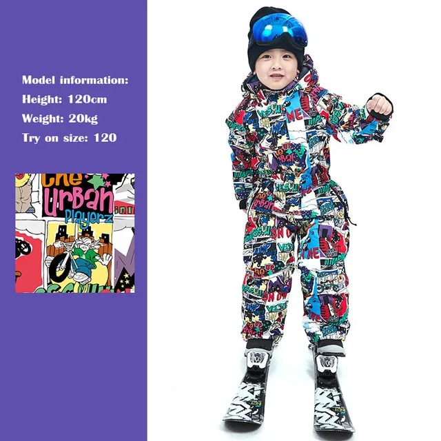 Детская зимняя одежда; детский лыжный костюм для мальчиков; Лыжная куртка; брюки; костюм для сноуборда; куртка для сноуборда; брюки; водонепроницаемый лыжный костюм - Цвет: color-1
