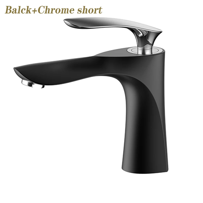 Роскошный латунный кран для ванной комнаты, дизайн, латунный кран для раковины ванной комнаты - Цвет: Black Chrome short