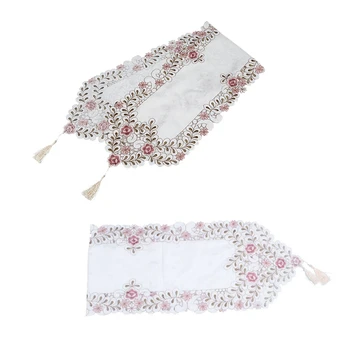 

2pcs Table Runner Embroidered Floral Table Cloth Flower Size:40X150cm - Pattern1 & Pattern7