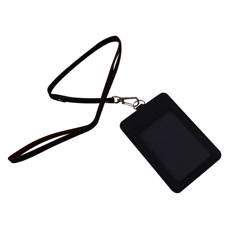 

Customizable Work Certificate Card Sleeve Badge Lanyard Top Grade Leather Creative Bus Access Control Card Holder Customizable