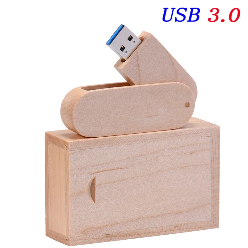 maple wood with box JASTER USB 3,0 логотип на заказ вращающийся деревянный usb+ коробка USB флэш-накопитель 4 Гб 16 г 32 Гб 64 г карта памяти для фотосъемки свадьбы - Цвет: maple wood with box
