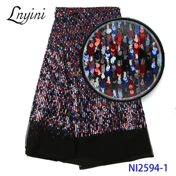 

Hot Sale Sequins Lace Fabric African Lace Fabric High Quality French Tulle Mesh Lace Fabric for Nigerian Party Wedding NI2594