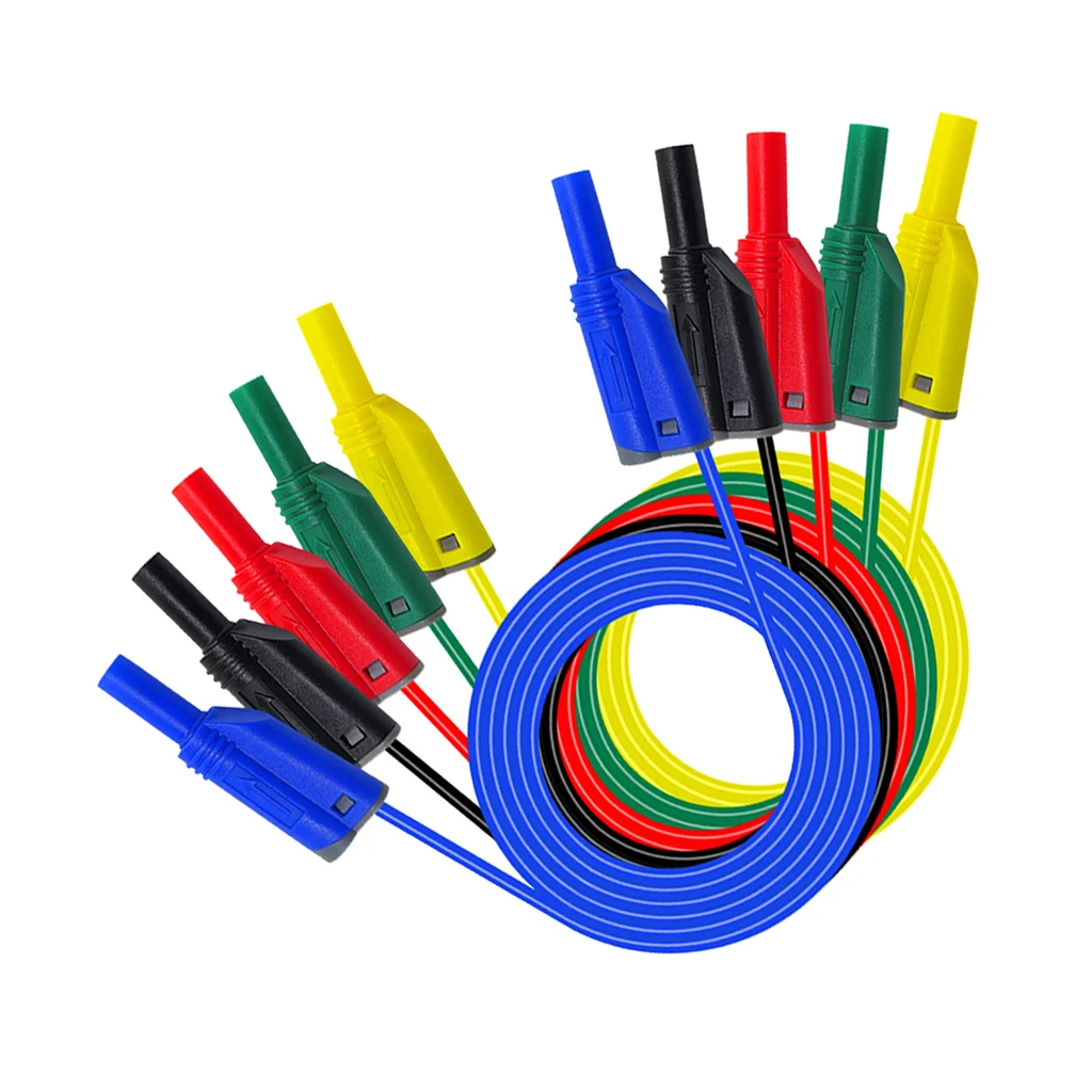 5 Pieces Test Wire Probe Lead 4mm 14awg Silicone Banana To Banana Plug For Tester Multimeter