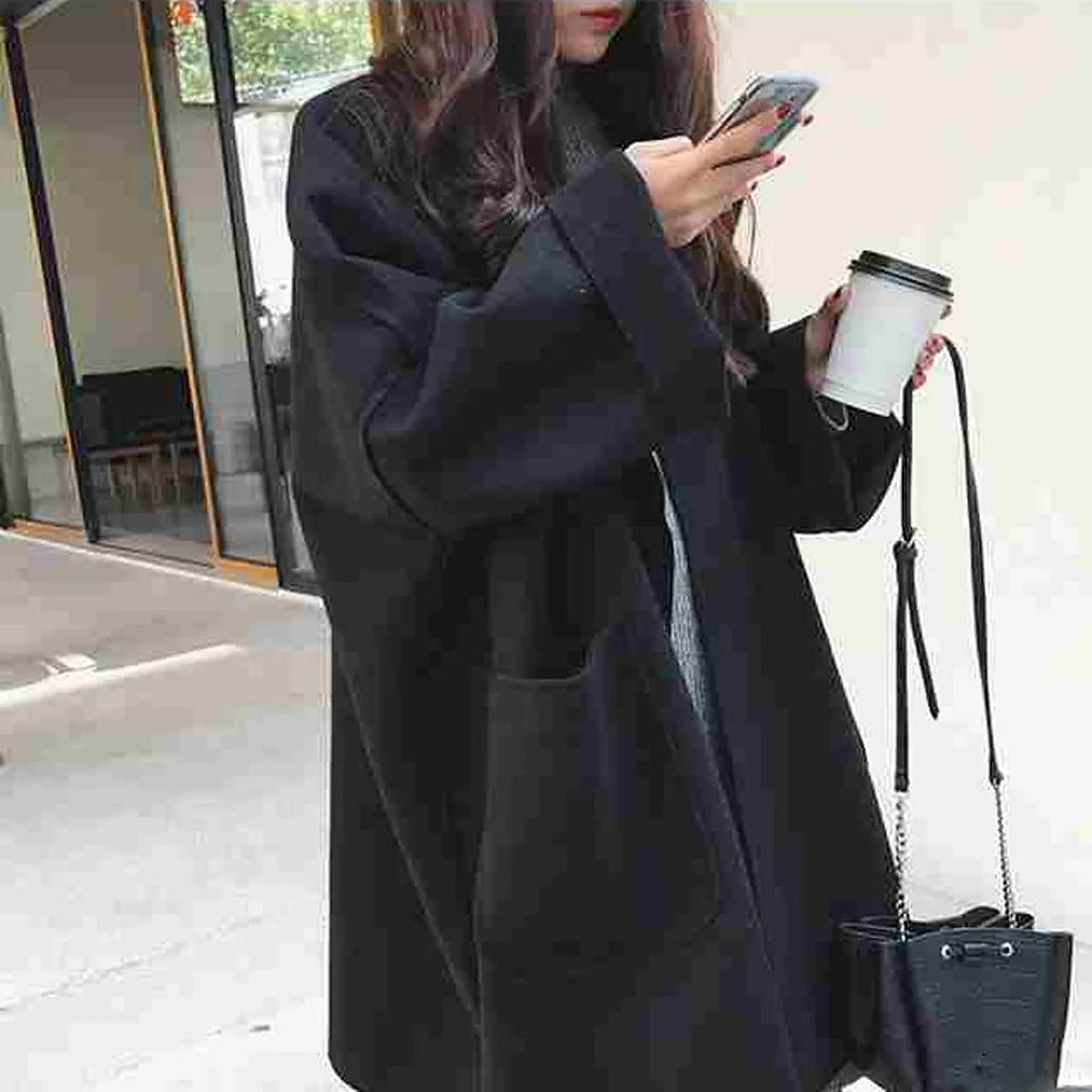 Кашемировое шерстяное Женское пальто зима модное винтажное элегантное одноцветное длинное пальто с отворотом cappolto Lana Donna Manteau Mouton Femme