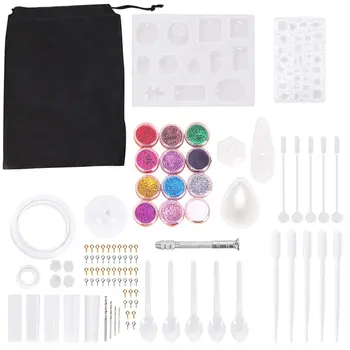 

98 pcs/set DIY Handmade Crystal Glue Mold Set Silicone mold combination With drill Bangle Pendant Jewelry